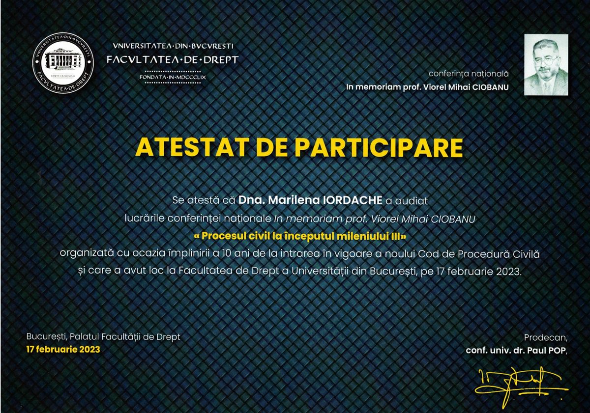 Conferința In memoriam prof. Viorel Mihai Ciobanu